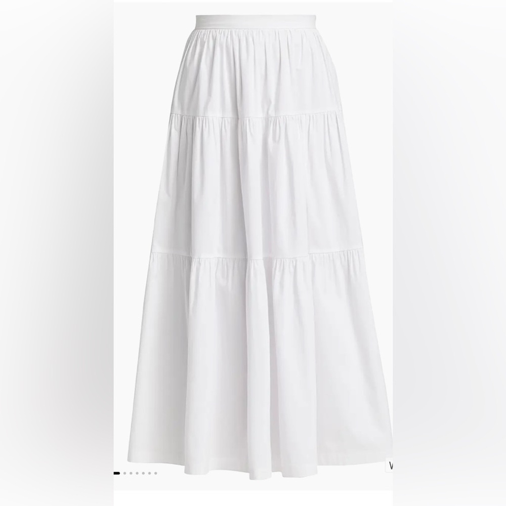 STAUD Sea Tiered Midi-Skirt Size 6 In White.